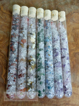 Set mit 7 Chakra-Stäben und Holzständer - quintESSENCE Edelsteinwasser-CHAKRA-Stab